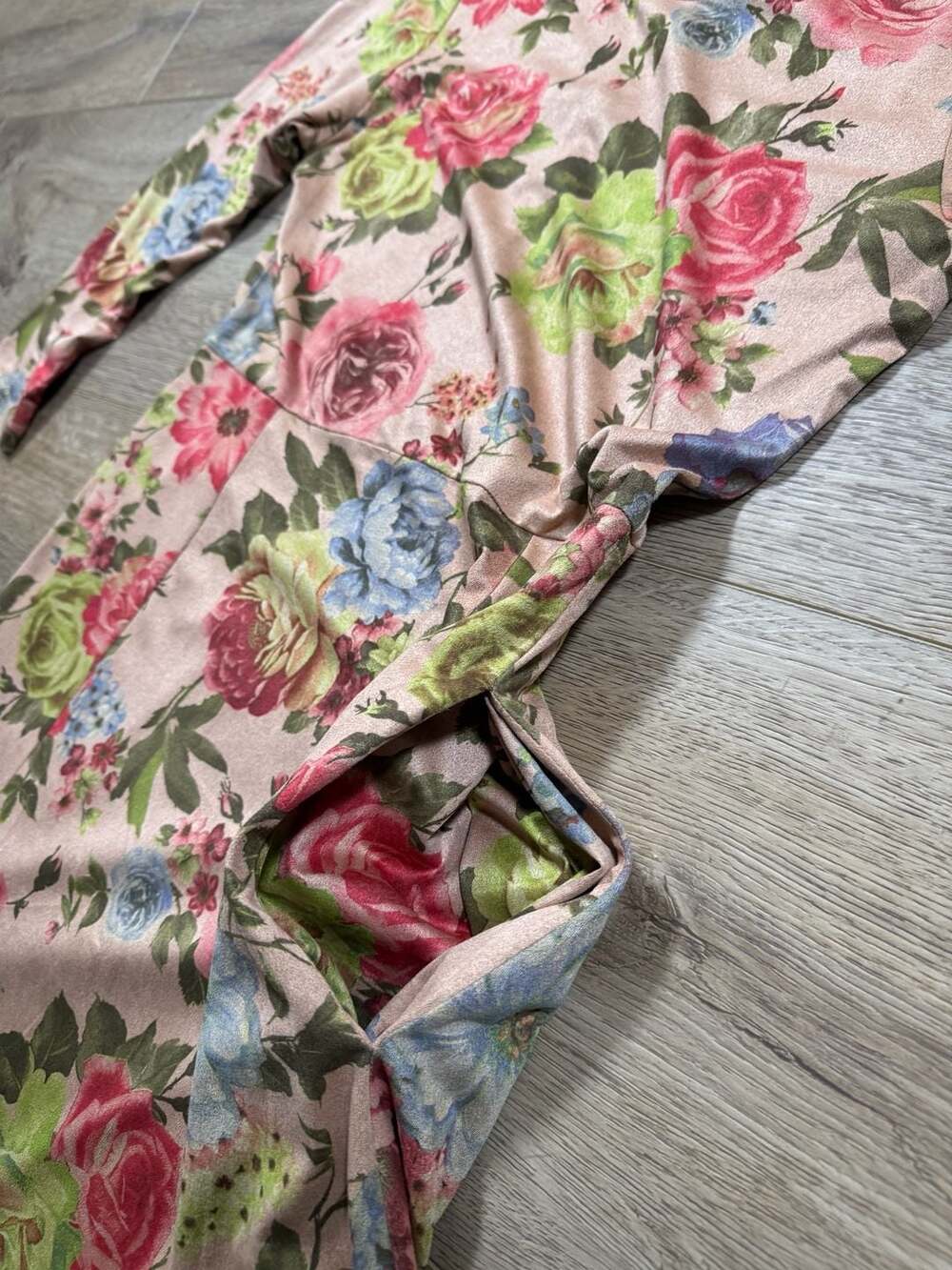 Peach Ice Floral Midi Dress Size S Pink Cottagecore Boho 3/4 Sleeve Maxi - Picture 9 of 14